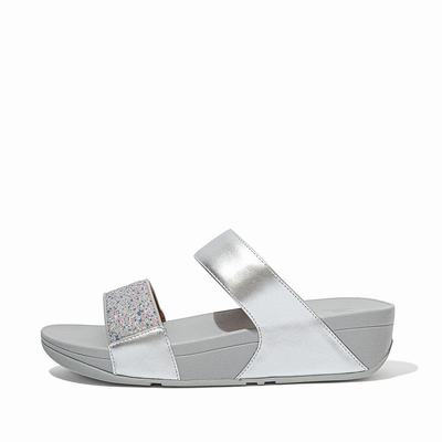 Fitflop Women's LULU Shimmer Splash Slides Sandals - Silver, ZF7205193